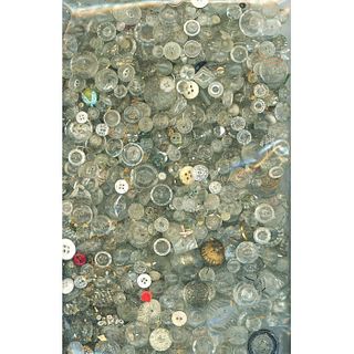 LARGE BAG LOT OF CLEAR GLASS BUTTONS