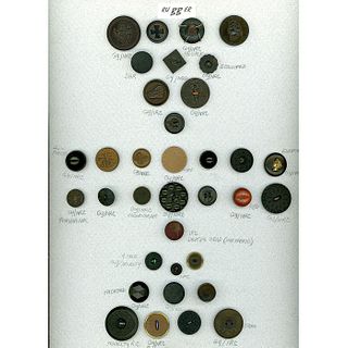 A CARD OF DIVISION ONE ASSORTED RUBBER BUTTONS