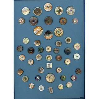 A CARD OF DIVISION ONE PEARL BUTTONS INCLUDING INLAY