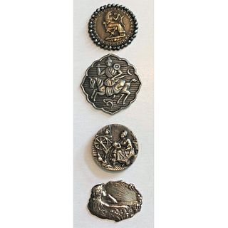 SMALL CARD OF ASSORTED DIV 1 & 3 METAL PICTURE BUTTONS