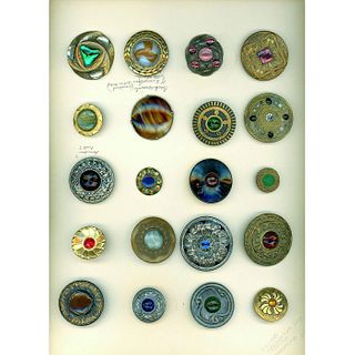 A CARD OF DIV 1 & 3 ASSORTED LARGE JEWEL BUTTONS