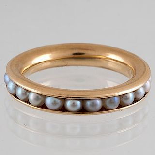 Pearl Eternity Ring in 14 Karat Yellow Gold 