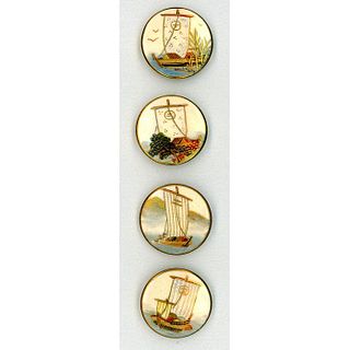 A SMALL CARD OF DIVISION THREE JAPANESE SATSUMA BUTTONS