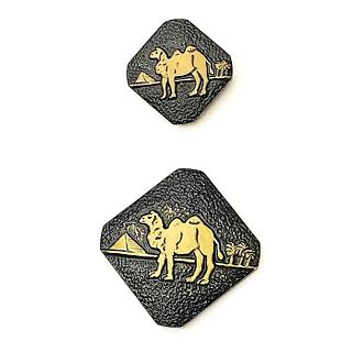 A PAIR OF DIVISION THREE CELLULOID CAMEL BUTTONS