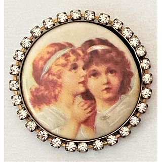 A BEAUTIFUL DIVISION ONE PASTE BORDERED PORCELAIN BUTTON