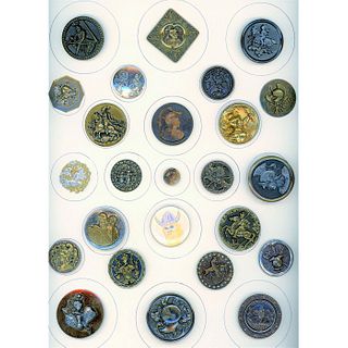 A CARD OF ASSORTED MATERIAL HEAD BUTTONS