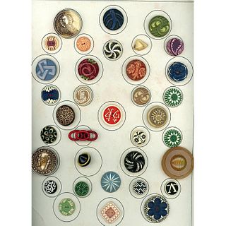 A CARD OF DIVISION 3 BUFFED CELLULOID BUTTONS
