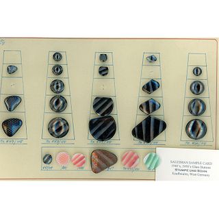 A DIV 3 SAMPLE CARD OF C & C GLASS AND BLACK GLASS