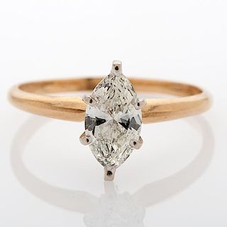 Marquise Diamond Solitaire in 14 Karat Yellow Gold 