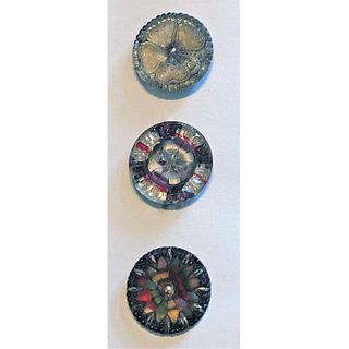 A SMALL CARD OF DIVISION 1 LACY GLASS BUTTONS