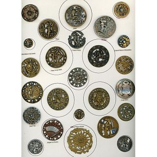 A CARDS OF 20TH C. PIERCED BRASS AND CUT STEEL BUTTONS