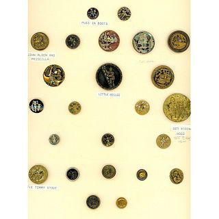 A CARD OF DIVISION ONE METAL CHILDREN PCTURE BUTTONS