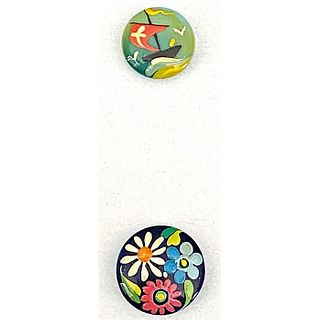 A SMALL CARD OF DIV 3 HAND PAINTED CASEIN BROOKS BUTTONS