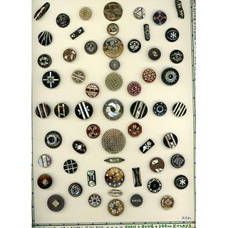A CARD OF DIVISION ONE ASSORTED INLAY HORN BUTTONS