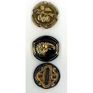 A SMALL CARD OF DIVISION THREE BIMINI GLASS BUTTONS