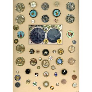 A CARD OF ASSORTED MATERIAL STUD BUTTONS