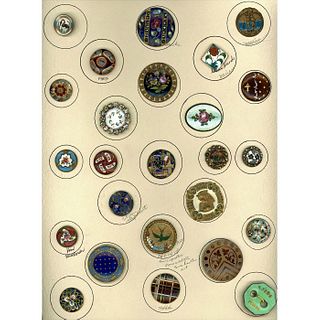 A CARD OF DIVISION 1 & 3 ASSORTED ENAMEL BUTTONS