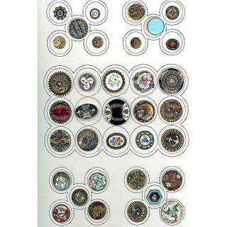 A CARD OF ASSORTED DIV 1 & 3 ENAMEL BUTTONS