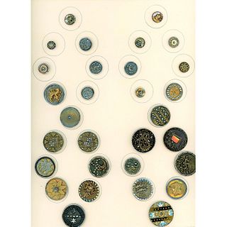 A CARD OF DIVISION ONE ASSORTED STEEL CUP BUTTONS