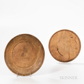 Two Turned Wooden Plates