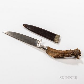 Horn-handled Knife with Leather Scabbard