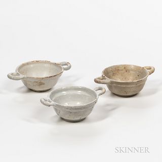 Three Tin-glazed Handled Bowls
