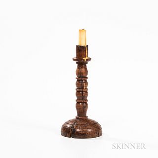 Turned Wooden Candlestick
