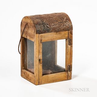 Wooden and Punched Tin Lantern