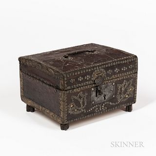 Tack-decorated and Leather-clad Box