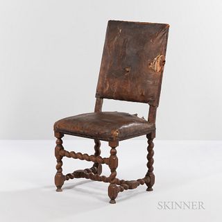 Carved Leather-upholstered Chair