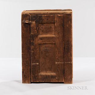 Small Paneled Pine Hanging Cabinet
