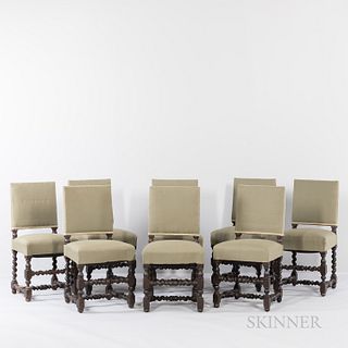 Set of Eight Square-back Dining Chairs