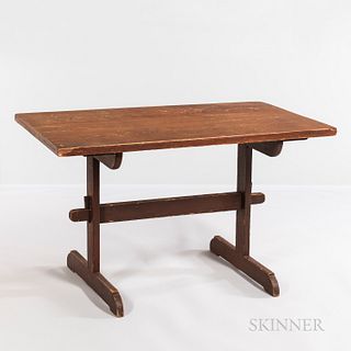 Red-painted Pine Trestle Table