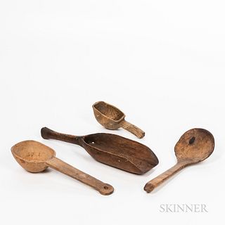 Four Varied Wooden Scoops
