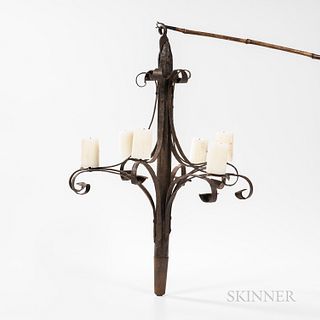 Iron and Wood Chandelier