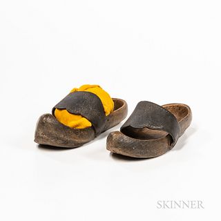 Pair of Leather and Wood Sandals