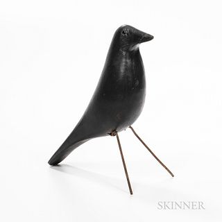 Black-painted Carved Crow Figure