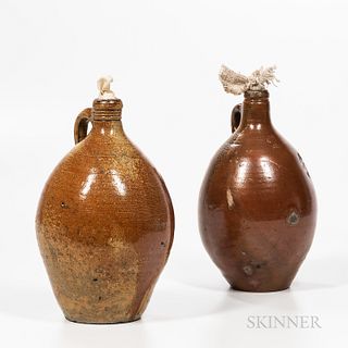 Two Early Two-gallon Glazed Stoneware Jugs