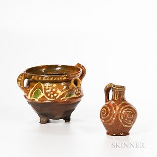 Two Slip-decorated Redware Pots