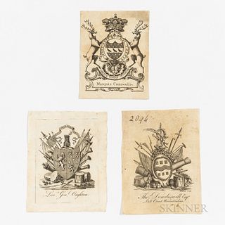 Three 18th Century British Army Officer's Bookplates