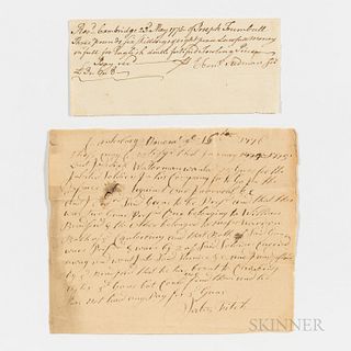 Two Documents Regarding Firearms Impressments/Purchases, 1775