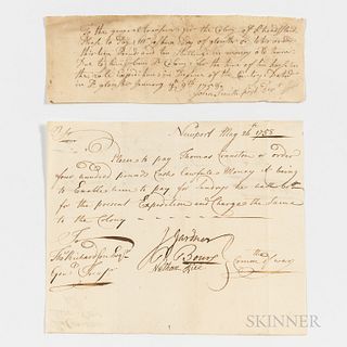 Two Documents Regarding Reimbursements of Expenses for Rhode Island Soldiers, 1757-1758