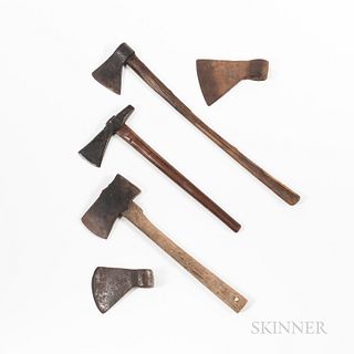 Three Hafted Hatchets and Two Hatchet Heads