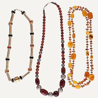 Amber Grouping with Earrings, Necklaces and Pins 