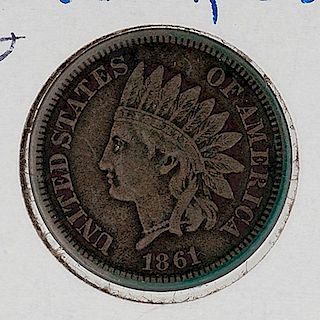 1861 Copper Indian Head One Cent 