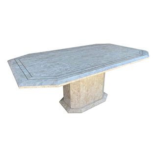 Tessellated Stone & Brass Dining Table by Matland Smith