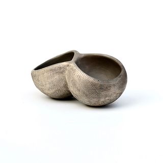 Smoke Fired Double Pinch Pot with Texture