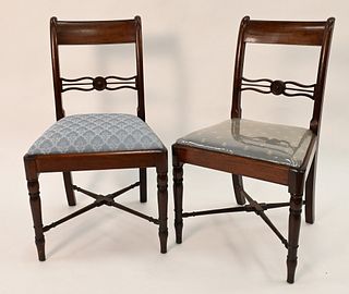 Set of Five Sheraton Mahogany Dining Chairs
each having X turned stretchers
attributed to Thomas Nesbet
circa 1830
height 34 1/2 inches