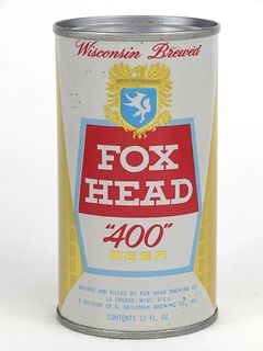 1968 Fox Head "400" Beer 12oz Flat Top Can 65-33