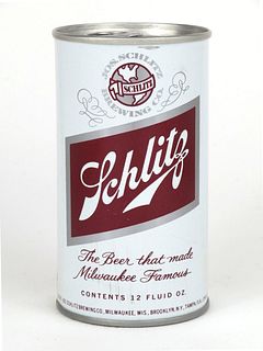 1972 Schlitz Beer (test) 12oz Tab Top Can T241-30v